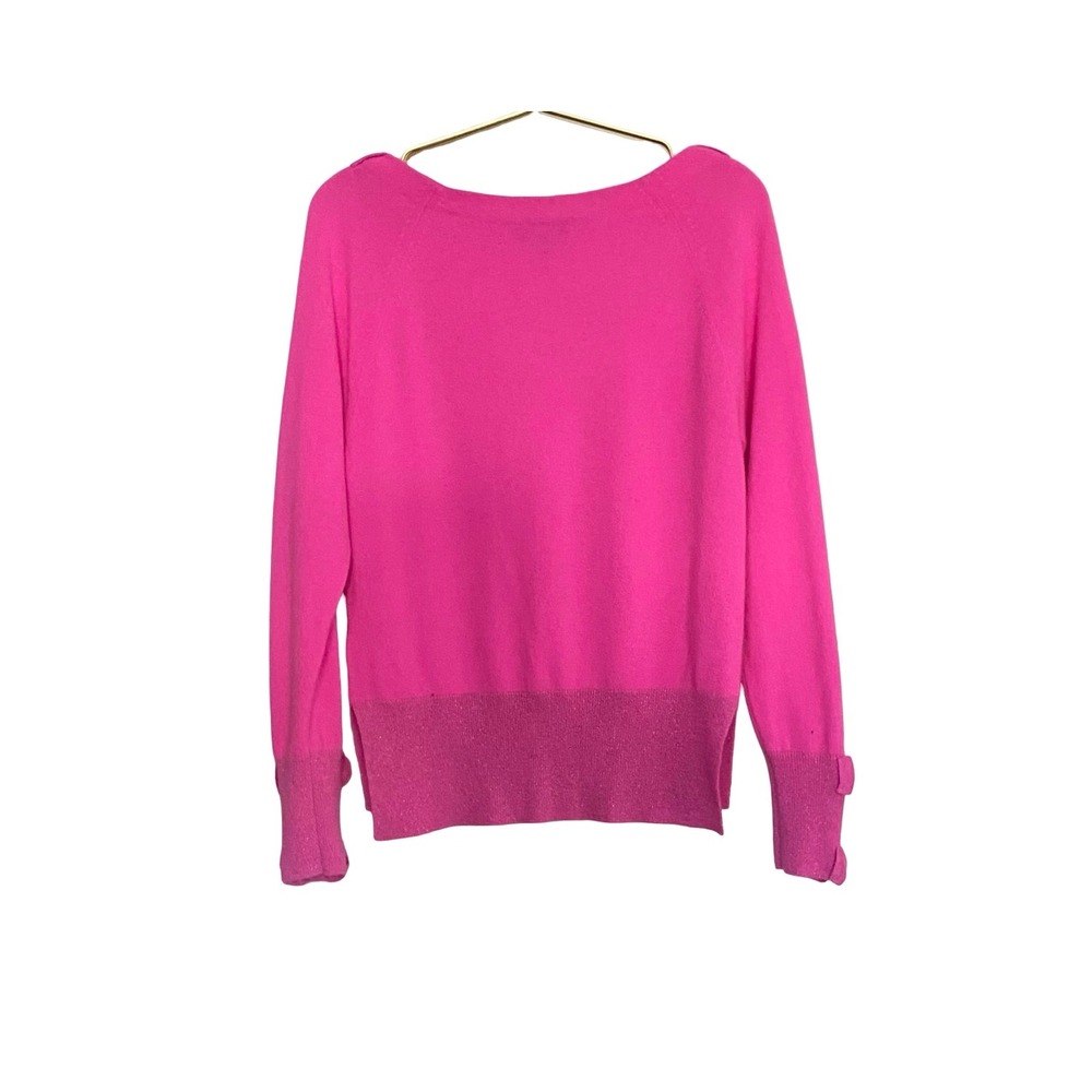 Juicy Couture Cashmere Sweater Pink Bow Glitter Women's Small Y2K Style - Picture 2 of 11